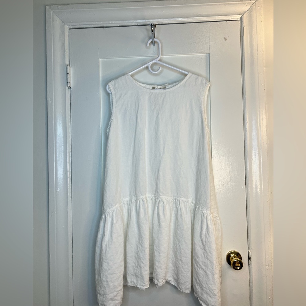 Washed Soft White Linen Dress